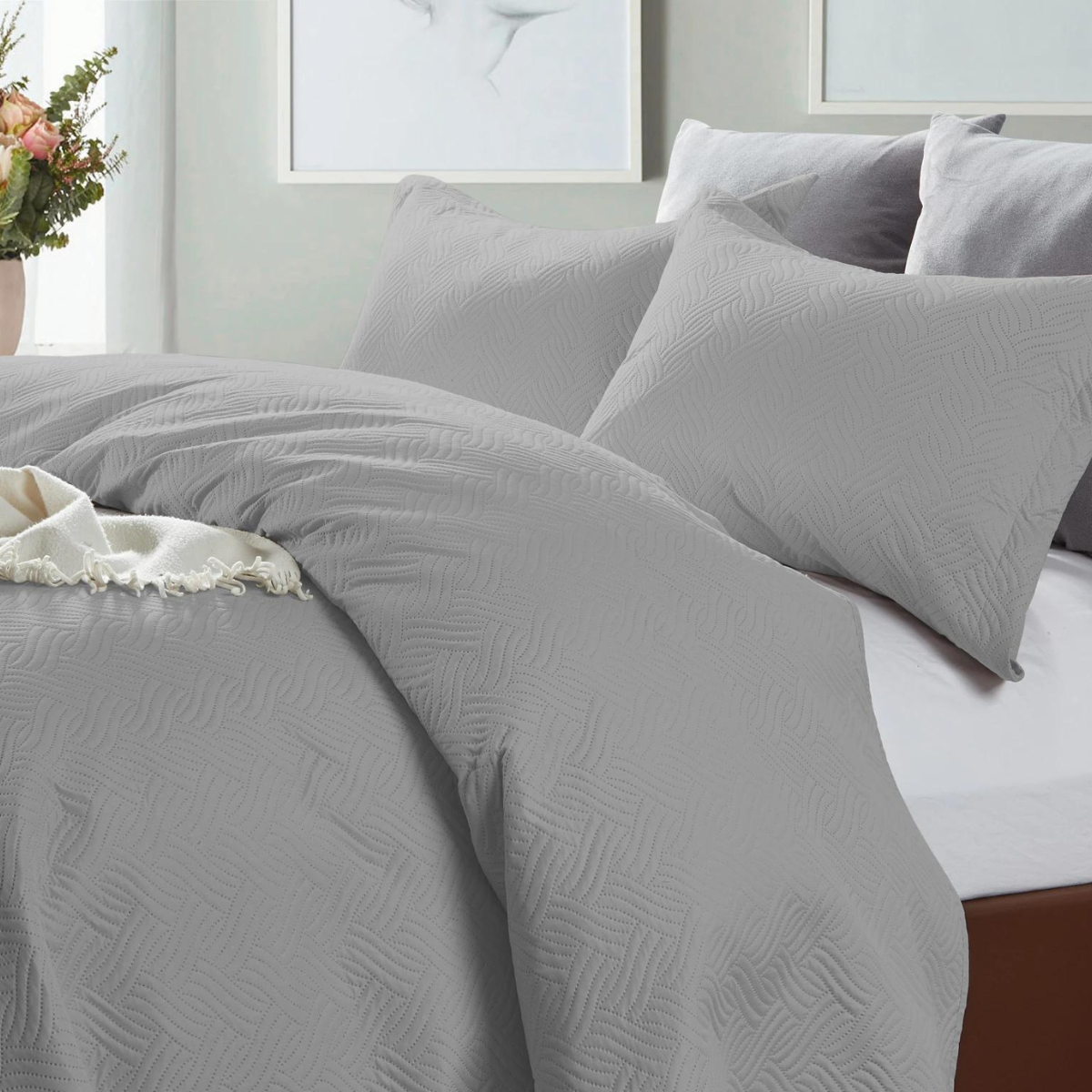Wave Zilver Bedsprei