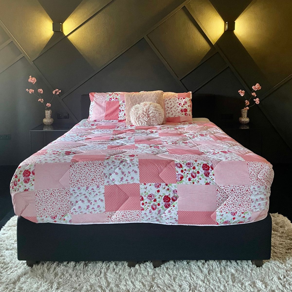 Zelesta Wonderbed Light Patchwork Pink Zacht Dekbed voor op vakantie